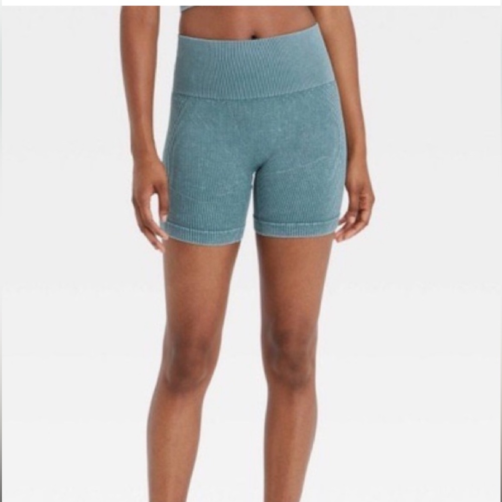 Colsie Ribbed XL Shorts Bike Yoga Lounge Blue Green Teal NWOT